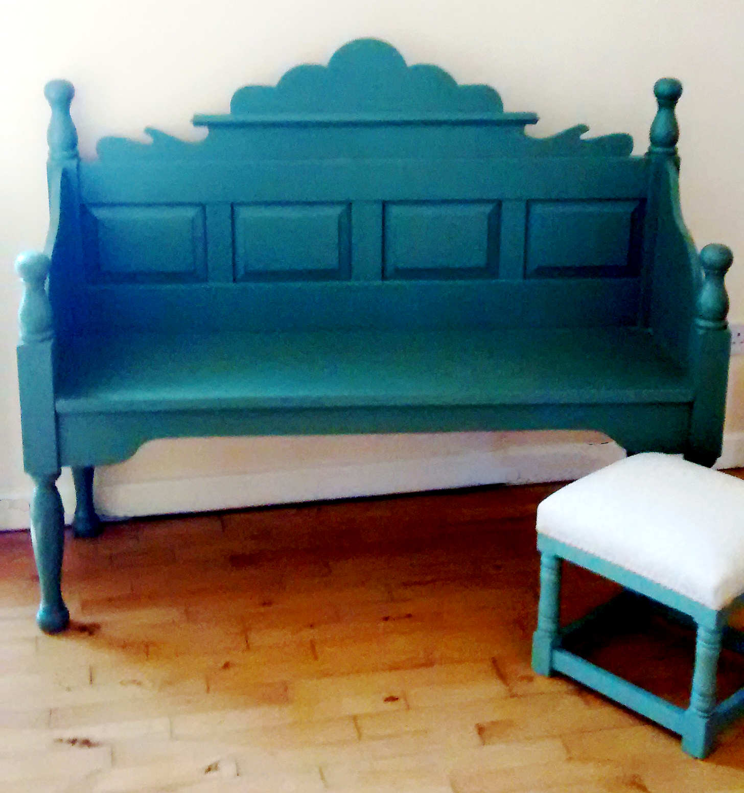 Indoor bench seat with matching stool