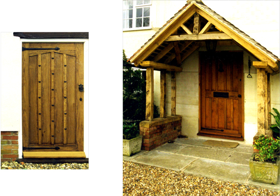 Two examples of external doors made from oak