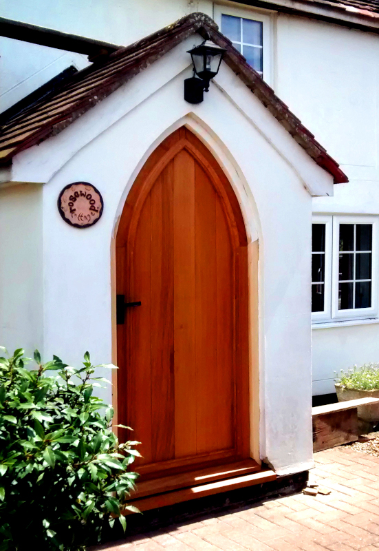 Oak front door in Gothic style