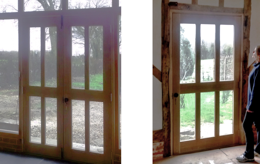 Fully-glazed external doors made from oak